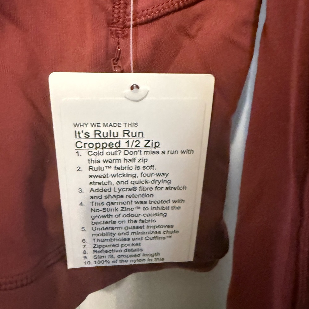 Lululemon Rulu Run Quarter Zip Rust - Picture 3 of 4